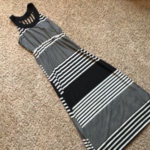 Floor length striped sundress